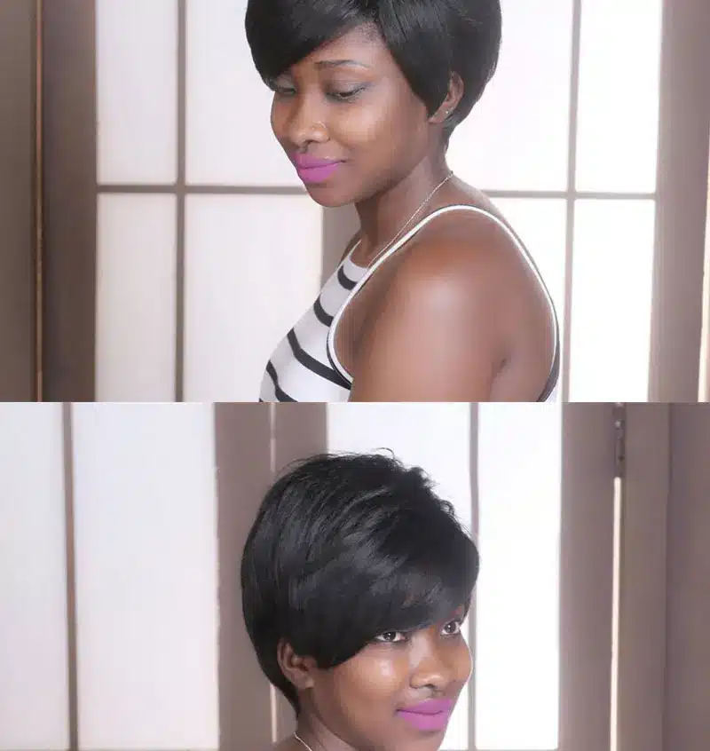 MSIWIGS Bobo Style Short Wigs for Black Women Heat Resistant Hair Natural Synthetic Straight Black Wig Free Hairnet 11