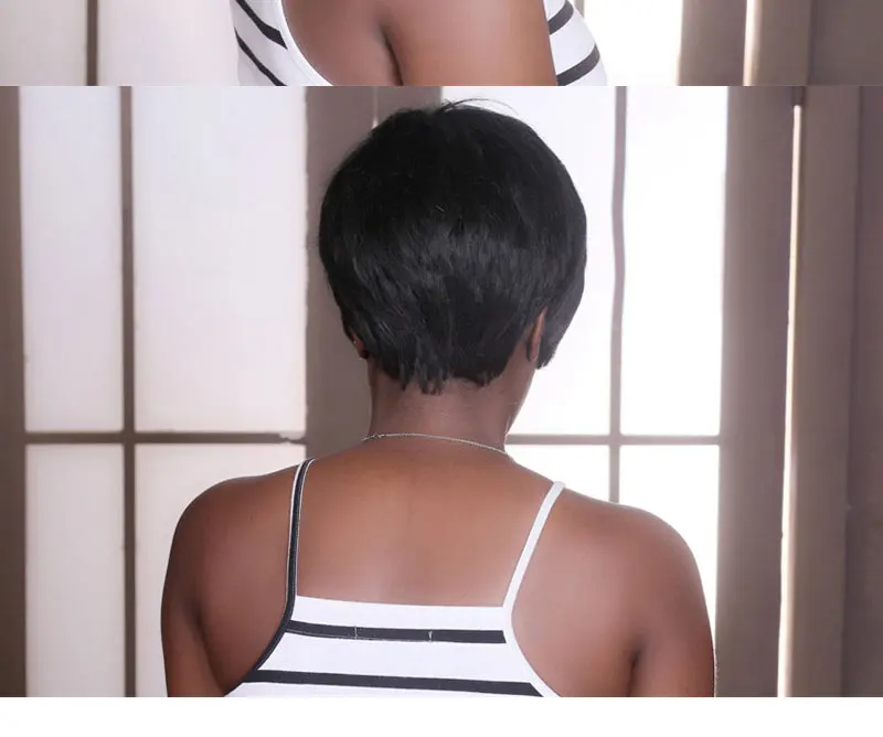 MSIWIGS Bobo Style Short Wigs for Black Women Heat Resistant Hair Natural Synthetic Straight Black Wig Free Hairnet 15