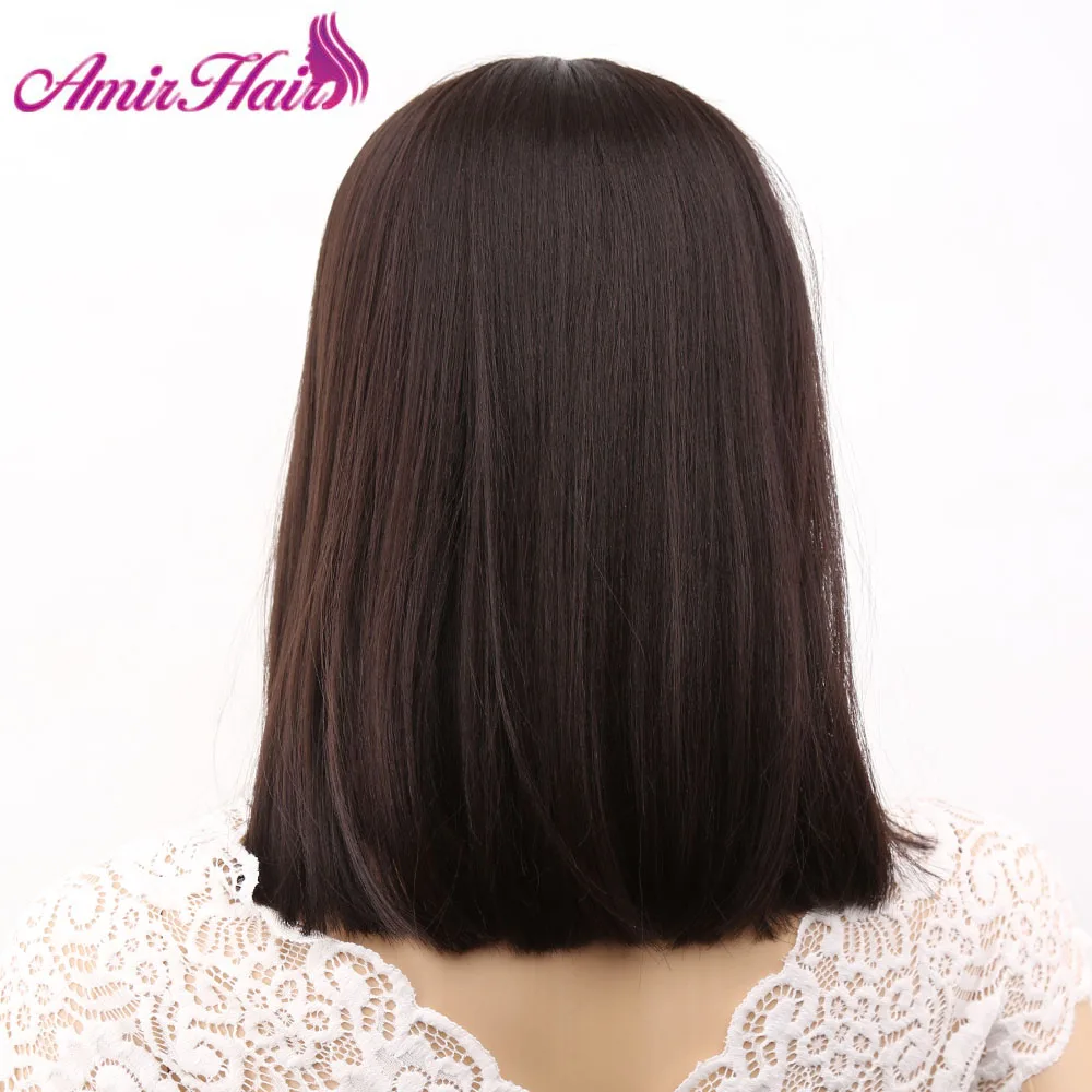 Amir Straight Black Synthetic Wigs With Bangs For Women Medium Length Hair Bob Wig Heat Resistant bobo Hairstyle Cosplay wigs 20