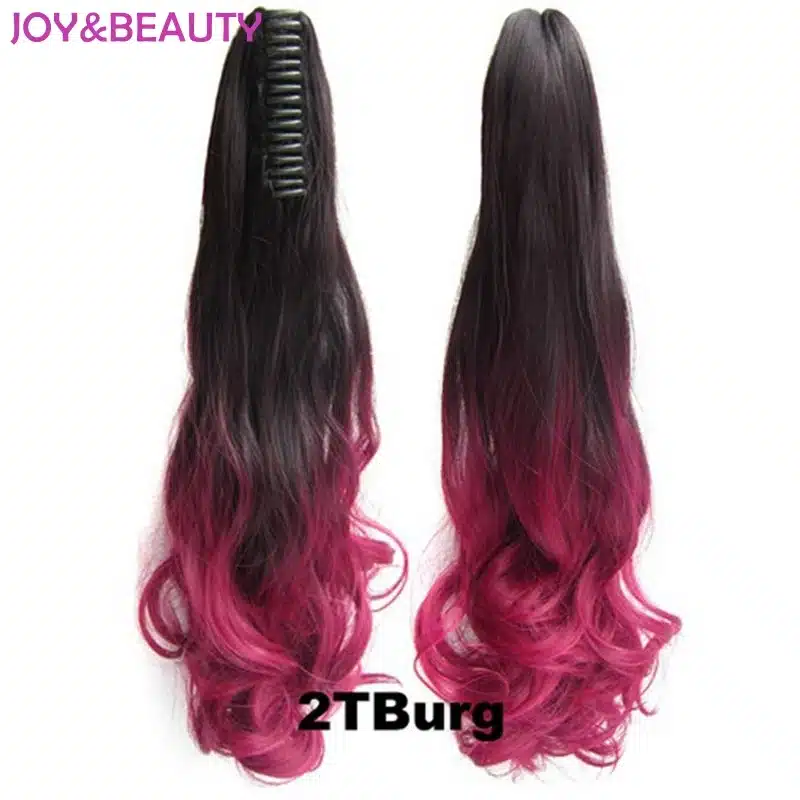 JOY&BEAUTY Hair Long Wavy Ombre 20" Clip On Hair Extensions Claw Pony Tail Synthetic Hairpiece Heat Resistant Ponytail 10