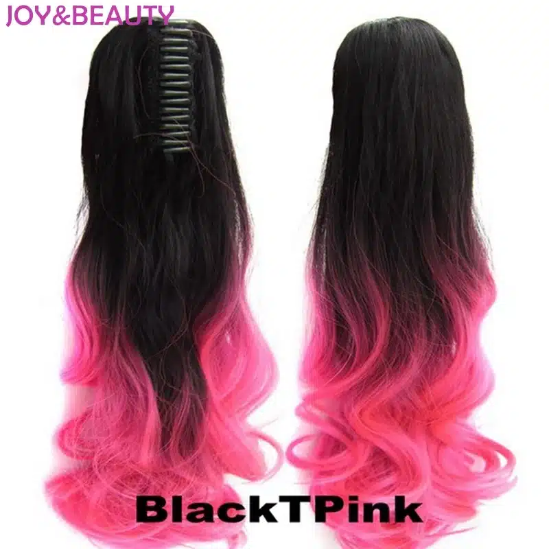 JOY&BEAUTY Hair Long Wavy Ombre 20" Clip On Hair Extensions Claw Pony Tail Synthetic Hairpiece Heat Resistant Ponytail 11