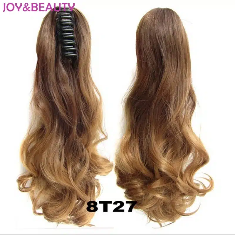 JOY&BEAUTY Hair Long Wavy Ombre 20" Clip On Hair Extensions Claw Pony Tail Synthetic Hairpiece Heat Resistant Ponytail 12