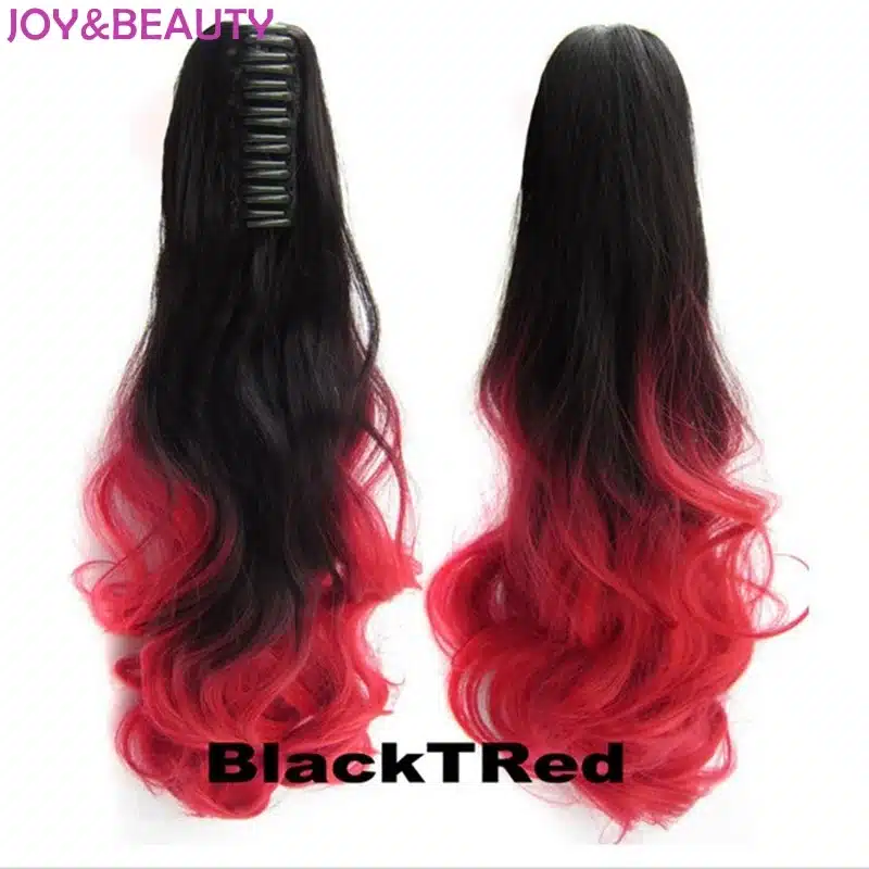 JOY&BEAUTY Hair Long Wavy Ombre 20" Clip On Hair Extensions Claw Pony Tail Synthetic Hairpiece Heat Resistant Ponytail 13