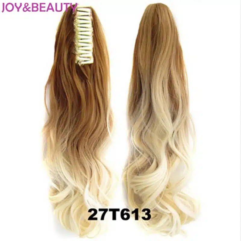 JOY&BEAUTY Hair Long Wavy Ombre 20" Clip On Hair Extensions Claw Pony Tail Synthetic Hairpiece Heat Resistant Ponytail 14