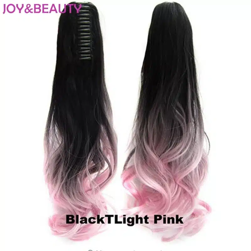JOY&BEAUTY Hair Long Wavy Ombre 20" Clip On Hair Extensions Claw Pony Tail Synthetic Hairpiece Heat Resistant Ponytail 19