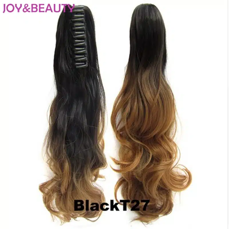 JOY&BEAUTY Hair Long Wavy Ombre 20" Clip On Hair Extensions Claw Pony Tail Synthetic Hairpiece Heat Resistant Ponytail 21