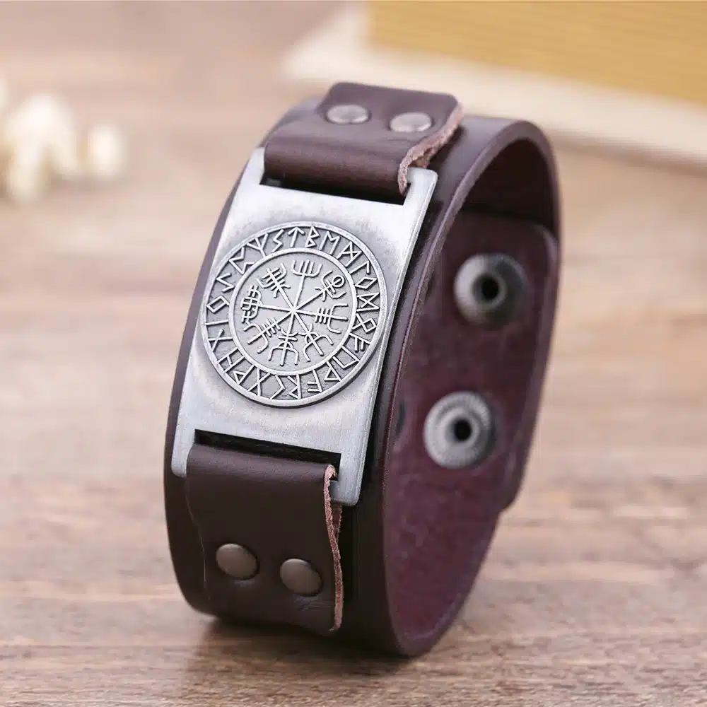 My Shape 2018 New Dropshipping Viking Vegvisir Compass Pendants Bangle Nordic Runes Men Jewelry Odin Symbol Leather Bracelets 16