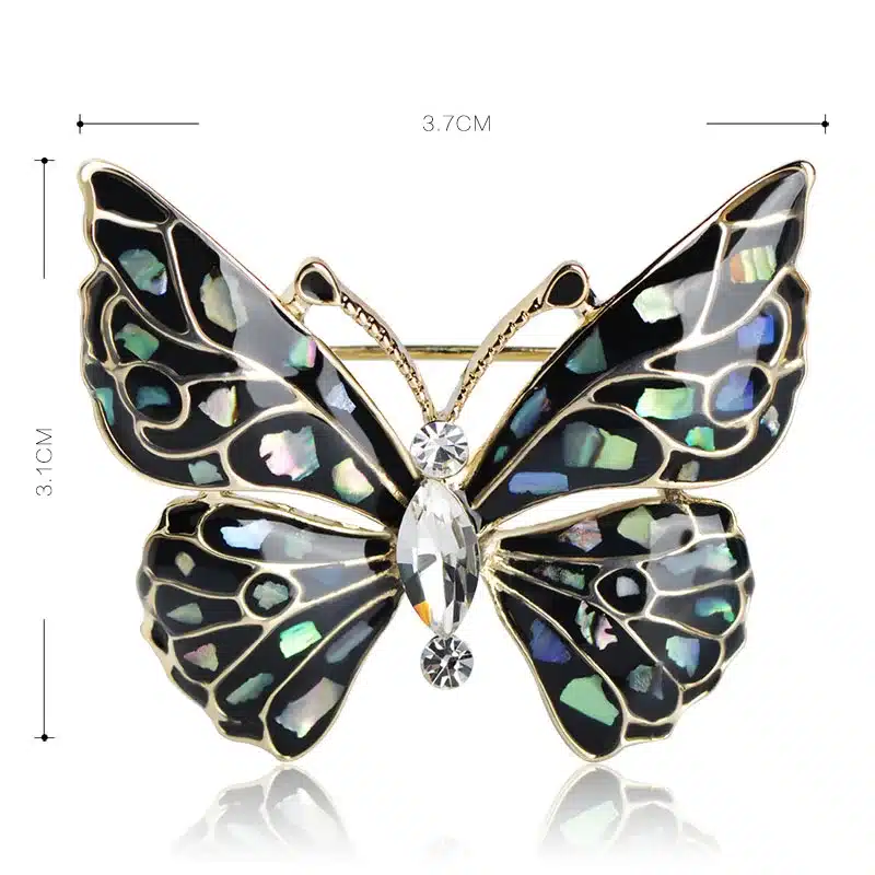 Blucome Fashion Blue Butterfly Brooch Clothes Accessories Gold-color Abalone Shell Insect Brooches Jewelry Pins For Suit Dress 11