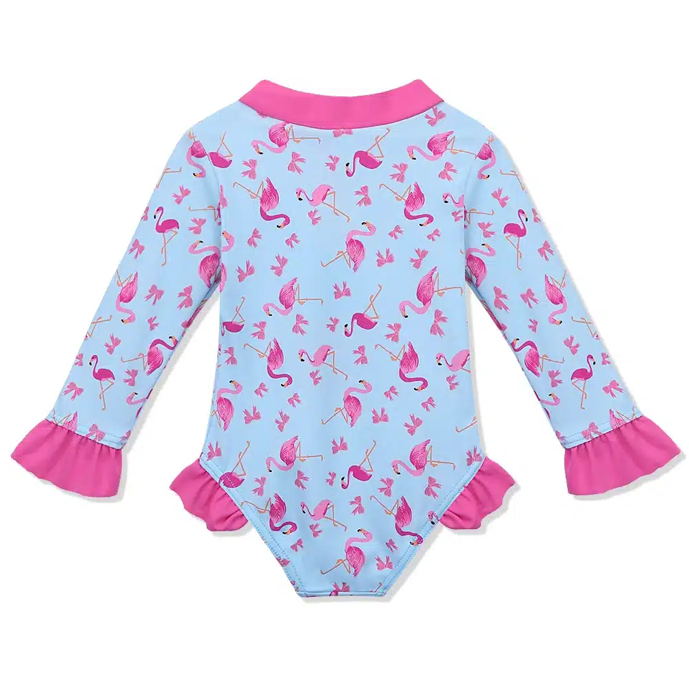 BAOHULU Cartoon Baby Girl Swimwear Petal Long Sleeve Swan Girls Swimsuit Kids Swimwear UPF50+One Piece Children Swimming Suit 3