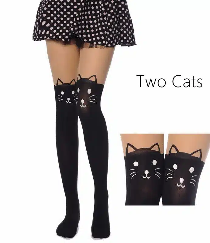 New Fashion Women Nylon Cute Cat Totoro Knee High Tights 16 Styles Tattoo Stockings Girls Sexy Pantyhose Over Knee Stockings 16