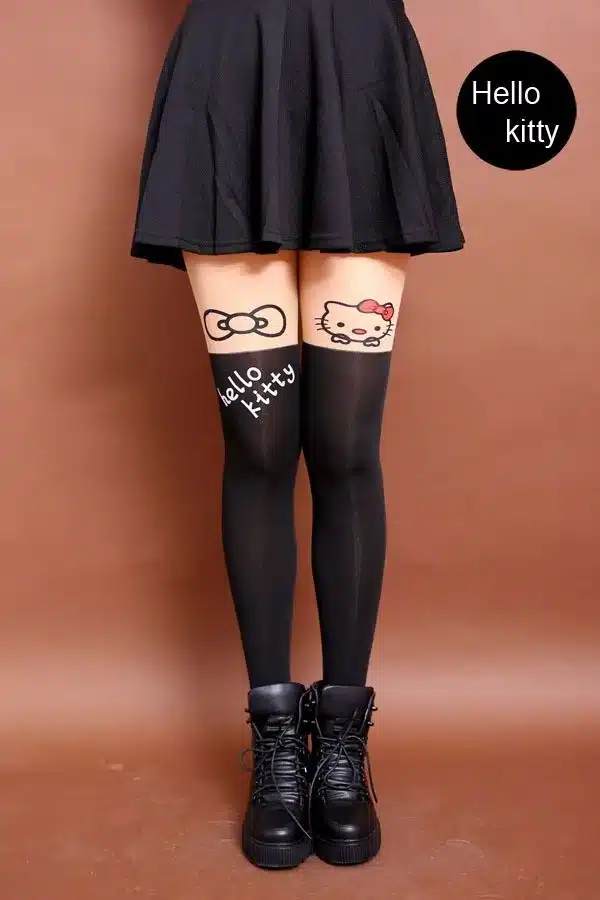 New Fashion Women Nylon Cute Cat Totoro Knee High Tights 16 Styles Tattoo Stockings Girls Sexy Pantyhose Over Knee Stockings 19