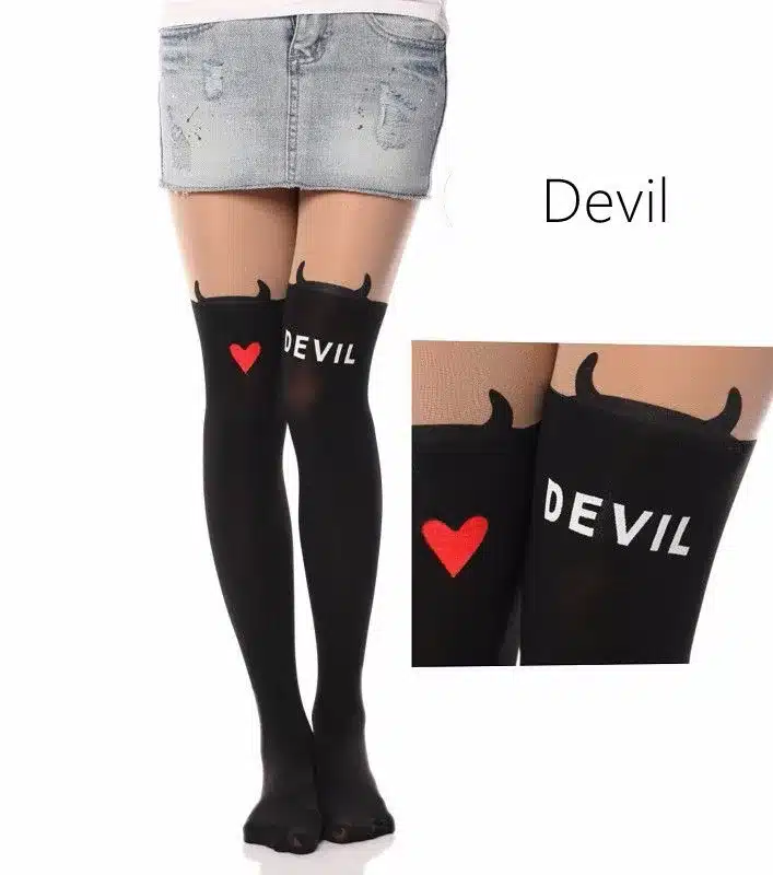 New Fashion Women Nylon Cute Cat Totoro Knee High Tights 16 Styles Tattoo Stockings Girls Sexy Pantyhose Over Knee Stockings 23