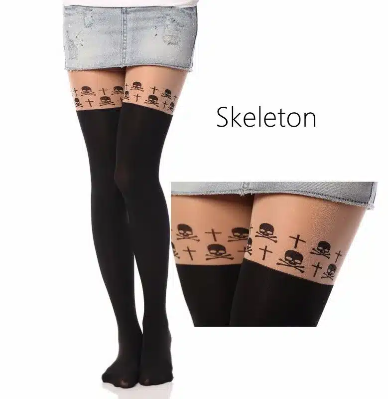 New Fashion Women Nylon Cute Cat Totoro Knee High Tights 16 Styles Tattoo Stockings Girls Sexy Pantyhose Over Knee Stockings 26