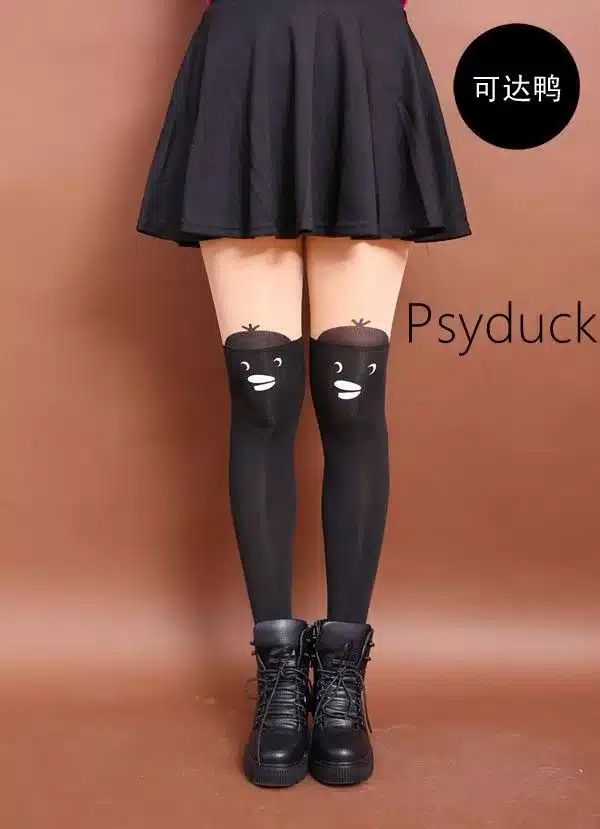 New Fashion Women Nylon Cute Cat Totoro Knee High Tights 16 Styles Tattoo Stockings Girls Sexy Pantyhose Over Knee Stockings 27