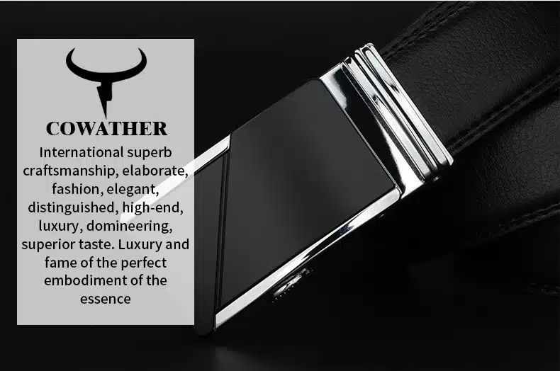 COWATHER COW genuine Leather Belts for Men High Quality Male Brand Automatic Ratchet Buckle belt 1.25" 35mm Wide 110-130cm long 8