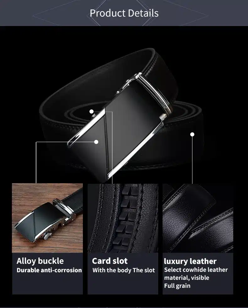 COWATHER COW genuine Leather Belts for Men High Quality Male Brand Automatic Ratchet Buckle belt 1.25" 35mm Wide 110-130cm long 9