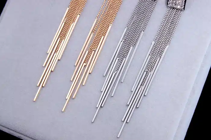 New Gold Color Long Crystal Tassel Dangle Earrings for Women Wedding Drop Earing Brinco Fashion Jewelry Gifts E1717 30