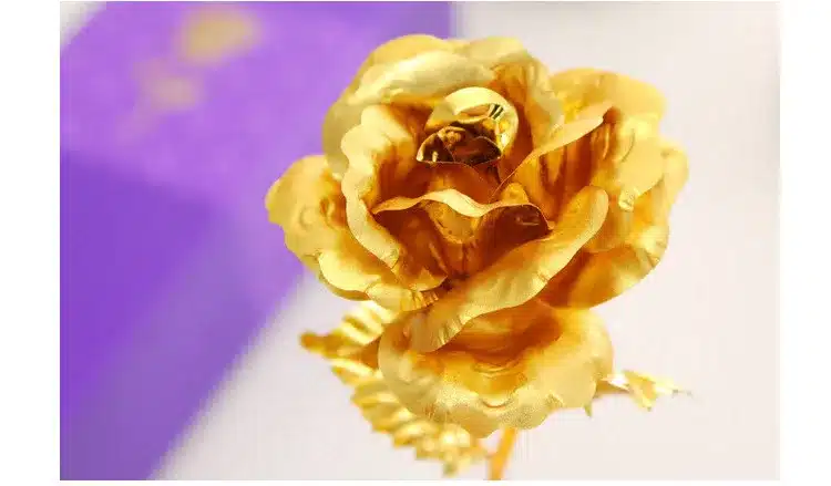 Best Gift For Girlfriend Golden Rose Wedding Decoration Golden Flower Valentine's Day Gift Gold Rose Gold Flower with Box -15 15