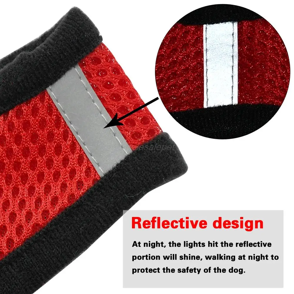 Breathable Mesh Small Dog Pet Harness and Leash Set Puppy Vest Pink Red Blue Black For Chihuahua 18