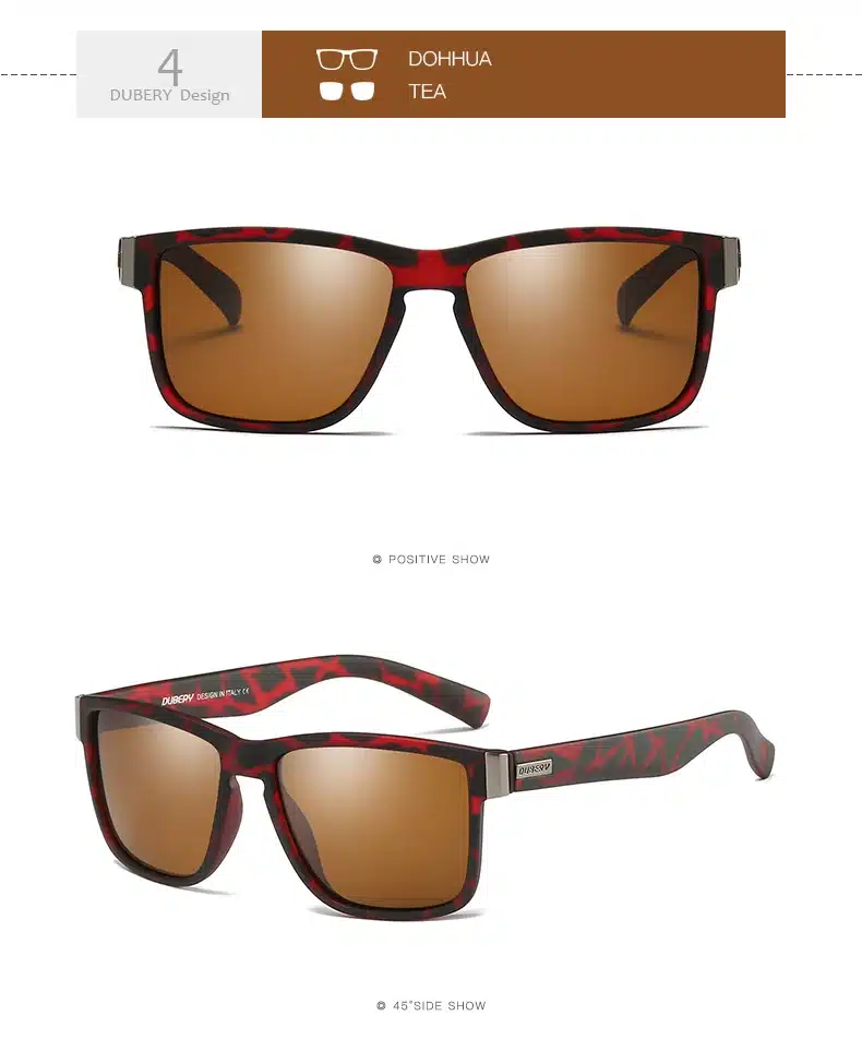 DUBERY 2018 Sport Sunglasses Polarized For Men Sun Glasses Square Driving Personality Color Mirror Luxury Brand Designer UV400 17