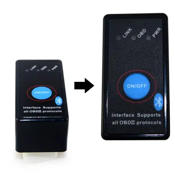 must Bluetooth skänner sinise lülitiga, OBDII protokollide toega