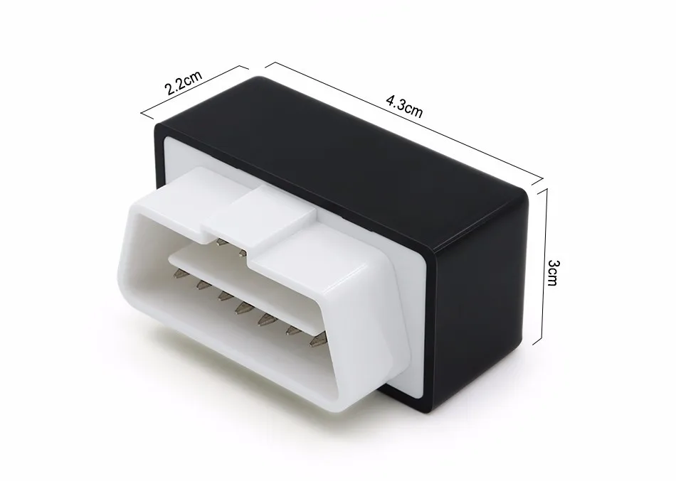 must ja valge kompaktne bluetooth skänner mõõtmetega 4,3 x 2,2 x 3 cm