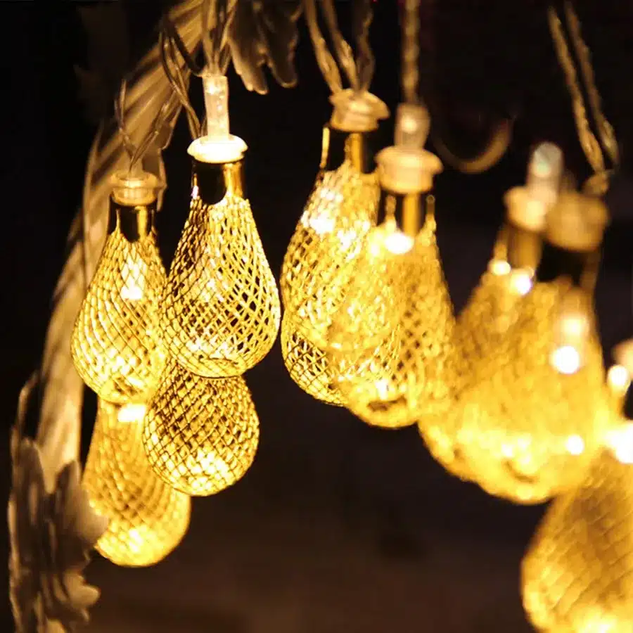 ZINUO 4M LED Garland 20pcs Metal Drop Fairy String Light Christmas Decoration 8 Modes 220V Outdoor Patio Wedding Party Light 1