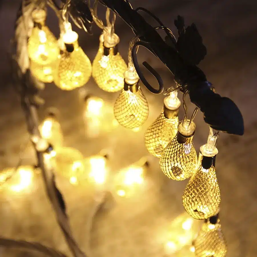 ZINUO 4M LED Garland 20pcs Metal Drop Fairy String Light Christmas Decoration 8 Modes 220V Outdoor Patio Wedding Party Light 2