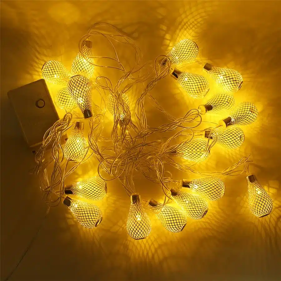 ZINUO 4M LED Garland 20pcs Metal Drop Fairy String Light Christmas Decoration 8 Modes 220V Outdoor Patio Wedding Party Light 5