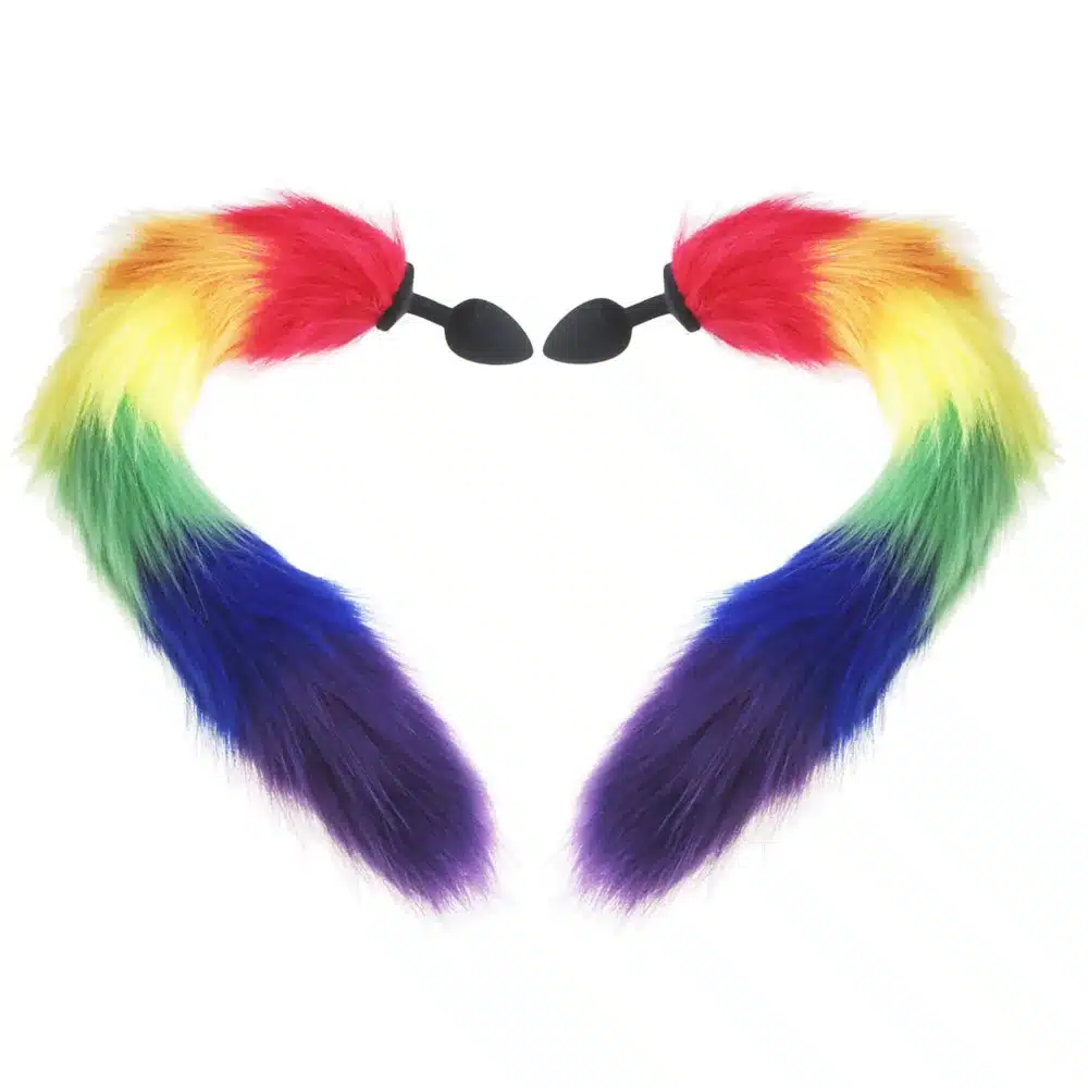 rainbow Fox/Dog Tail silicone Furry Anal Plug Sexy Toys Butt Plug BDSM Flirt Anus For Women WILD cat Tail Adult Toy rule play 3