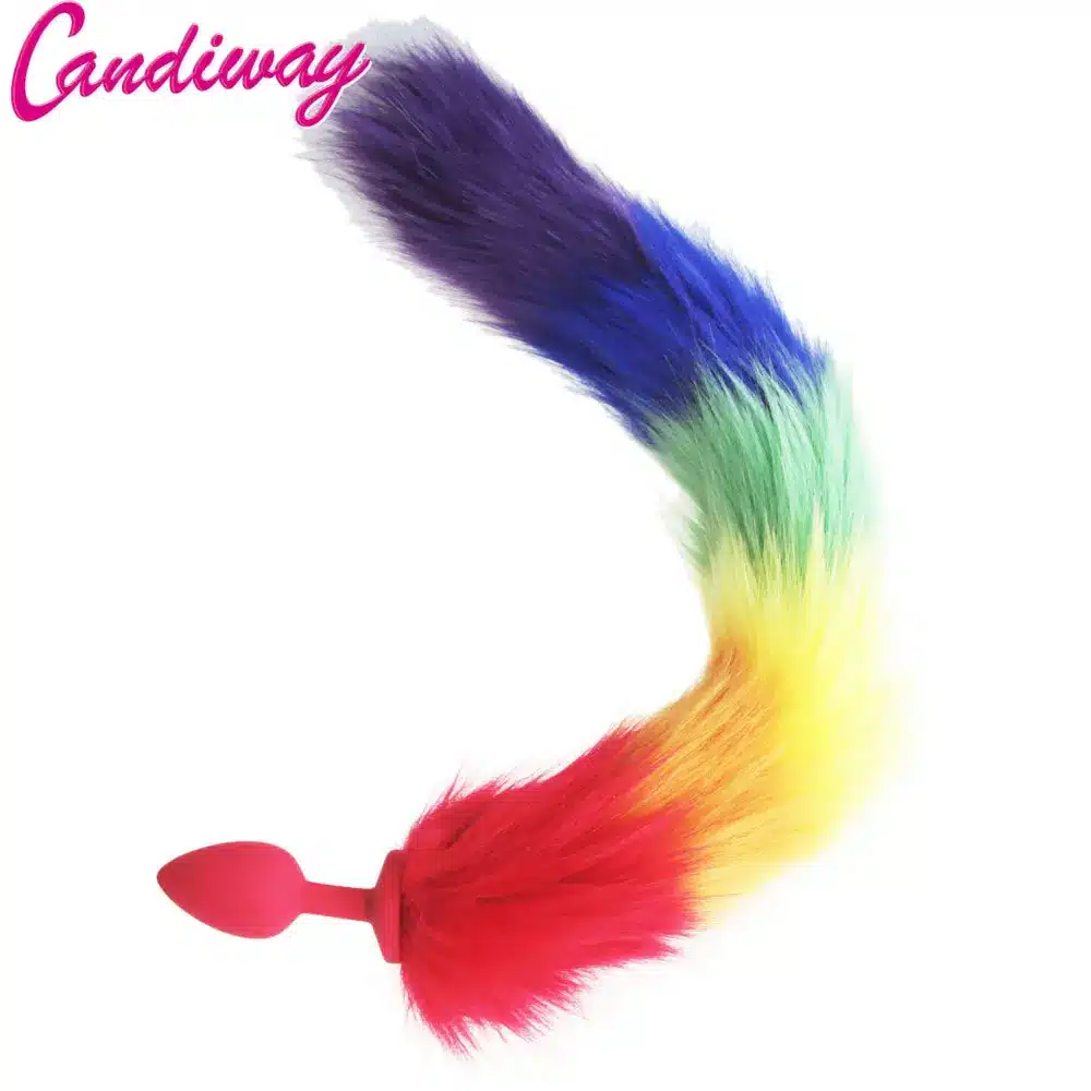 rainbow Fox/Dog Tail silicone Furry Anal Plug Sexy Toys Butt Plug BDSM Flirt Anus For Women WILD cat Tail Adult Toy rule play 6