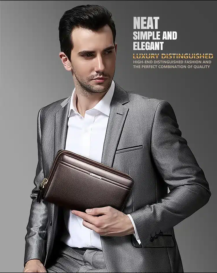 Men wallets with coin pocket long zipper coin purse for men clutch business Male Wallet Double zipper Vintage Large Wallet Purse 10