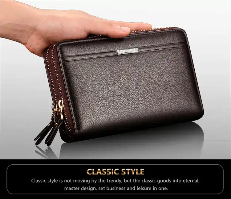 Men wallets with coin pocket long zipper coin purse for men clutch business Male Wallet Double zipper Vintage Large Wallet Purse 15