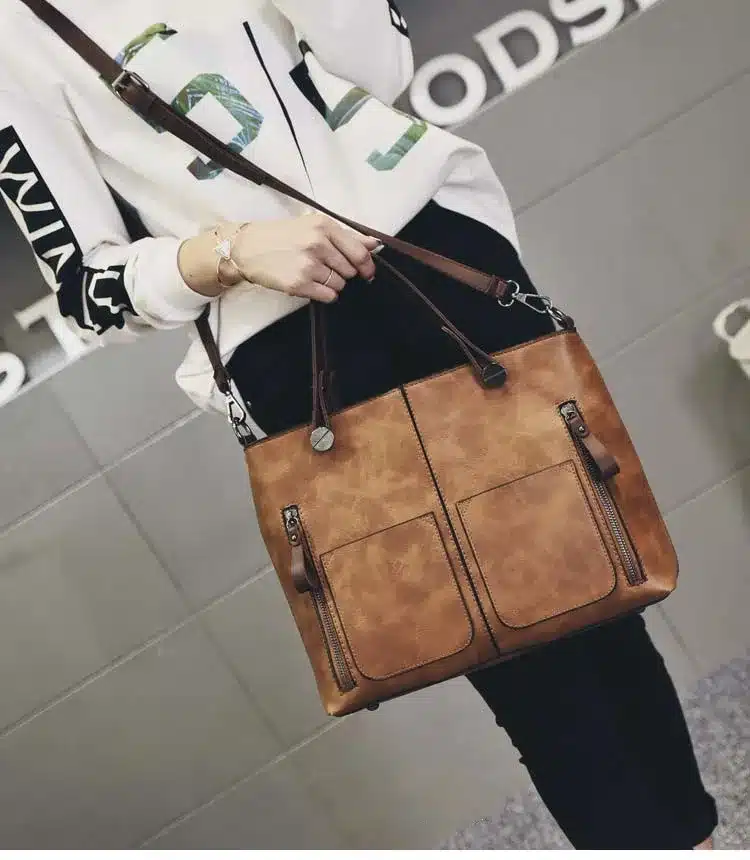 Tinkin Vintage Women Shoulder Bag Female Causal Totes for Daily Shopping All-Purpose High Quality Dames Handbag 9