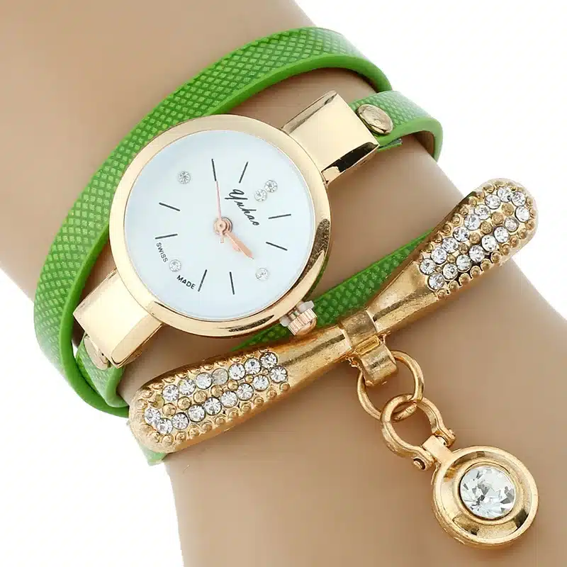 Gnova Platinum Fashion Luxury Brand New Women Rhinestone Gold Bracelet Watch Pu Leather Ladies Quartz Casual Wristwatch 3