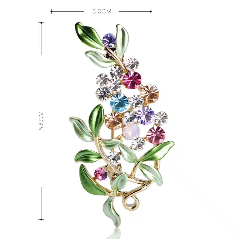 Blucome Flower Brooches For Women Enamel Brooches Jewelry Hijab Pins Austrian Crystal Decorative Garment Dress Accessories Pin 11