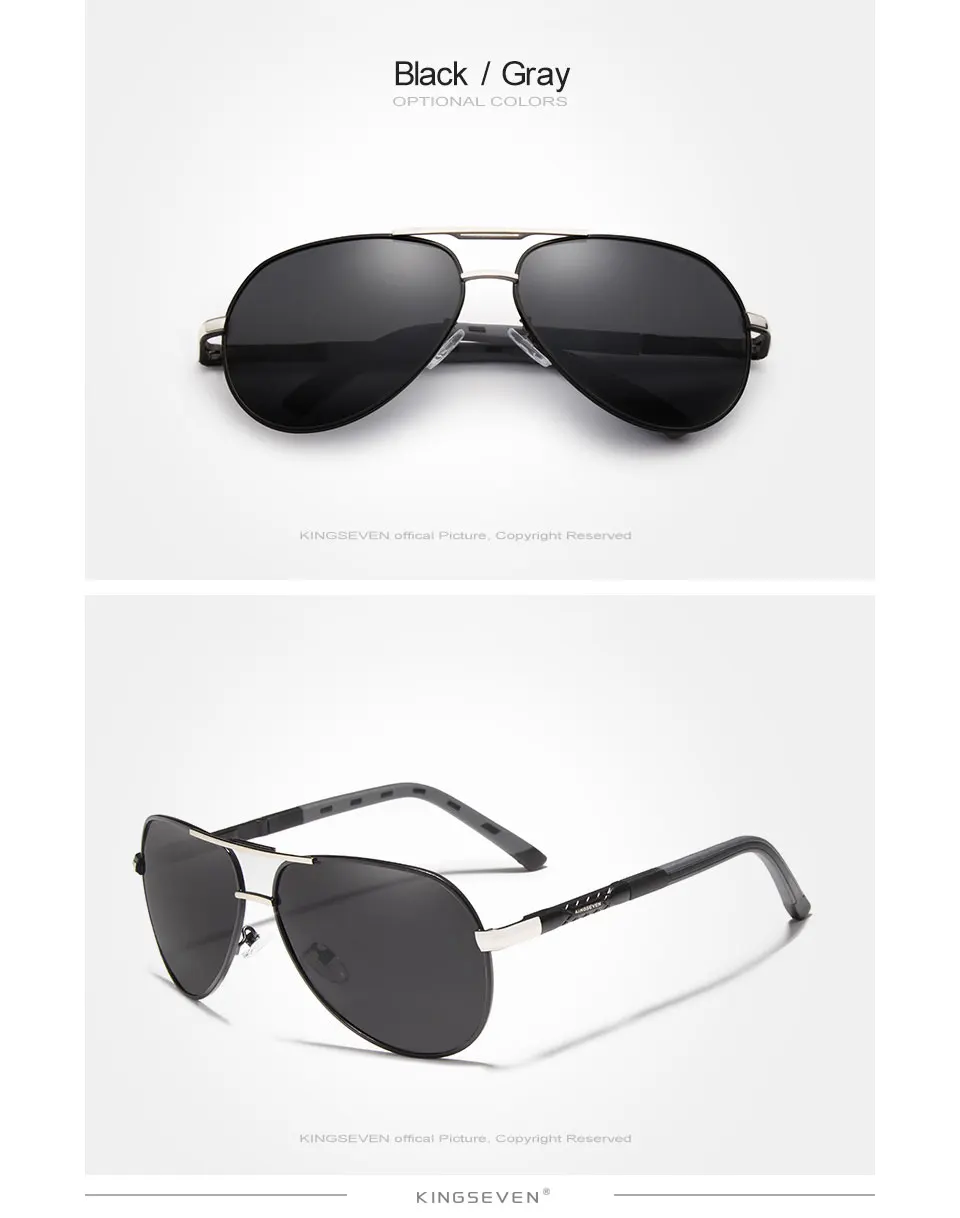 KINGSEVEN 2019 Aluminum Magnesium Men's Sunglasses Polarized Men Coating Mirror Glasses Male Eyewear Accessories For Men Oculos 18