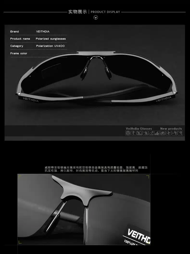 VEITHDIA Brand Aluminum Polarized Sunglasses Men Sports Sun Glasses Driving Glasses Mirror Goggle Eyewear Male Accessories 6529 19