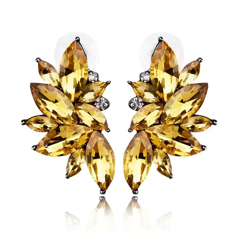 Opal Stone Stud Earrings Christmas Party 2018 Brand New Elegant Crystal Earrings For Women Trendy Golden Women Earrings 30