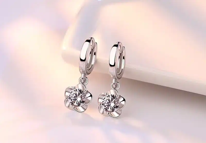 JYouHF Flower Drop Earrings Fashion 925 Sterling Silver White Purple CZ Zircon Crystal Earrings for Women Wedding Jewelry Gifts 17
