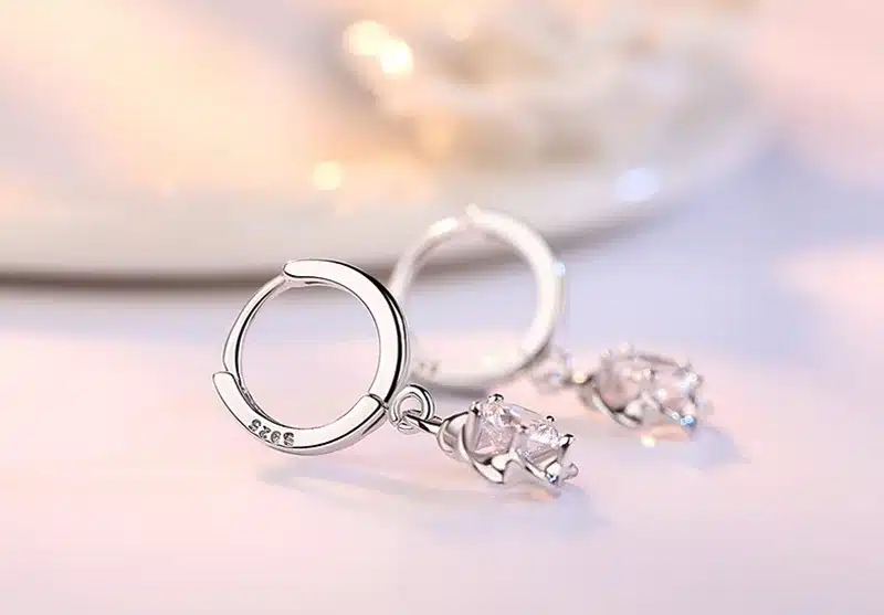 JYouHF Flower Drop Earrings Fashion 925 Sterling Silver White Purple CZ Zircon Crystal Earrings for Women Wedding Jewelry Gifts 19