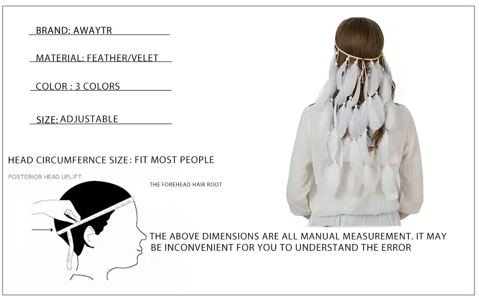 AWAYTR Boho White Red Pink Feather Headband Women Festival Wedding Headwear Gypsy Feather Rope Crown Headdress Hair Accessories 13