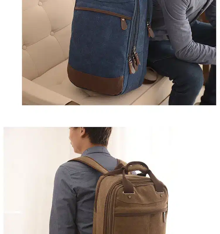 Factory direct foreign trade trend of casual canvas bag man bag computer backpack student leisure shoulder bags 13