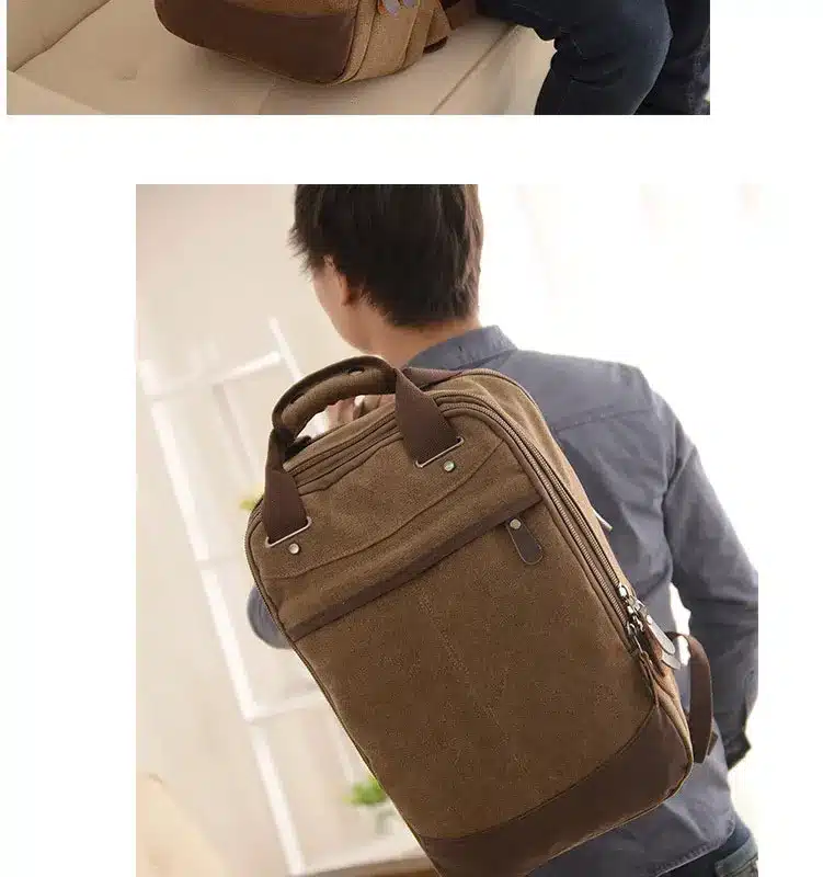 Factory direct foreign trade trend of casual canvas bag man bag computer backpack student leisure shoulder bags 15
