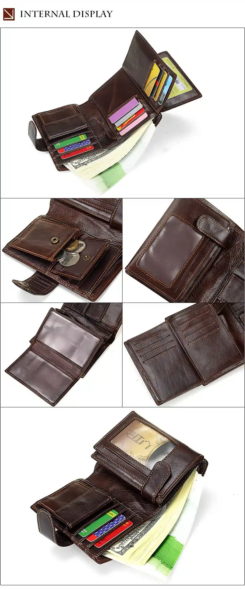 MISFITS Vintage Men Wallet Genuine Leather Short Wallets Male Multifunctional Cowhide Purse Coin Pocket Driver License Holder 17