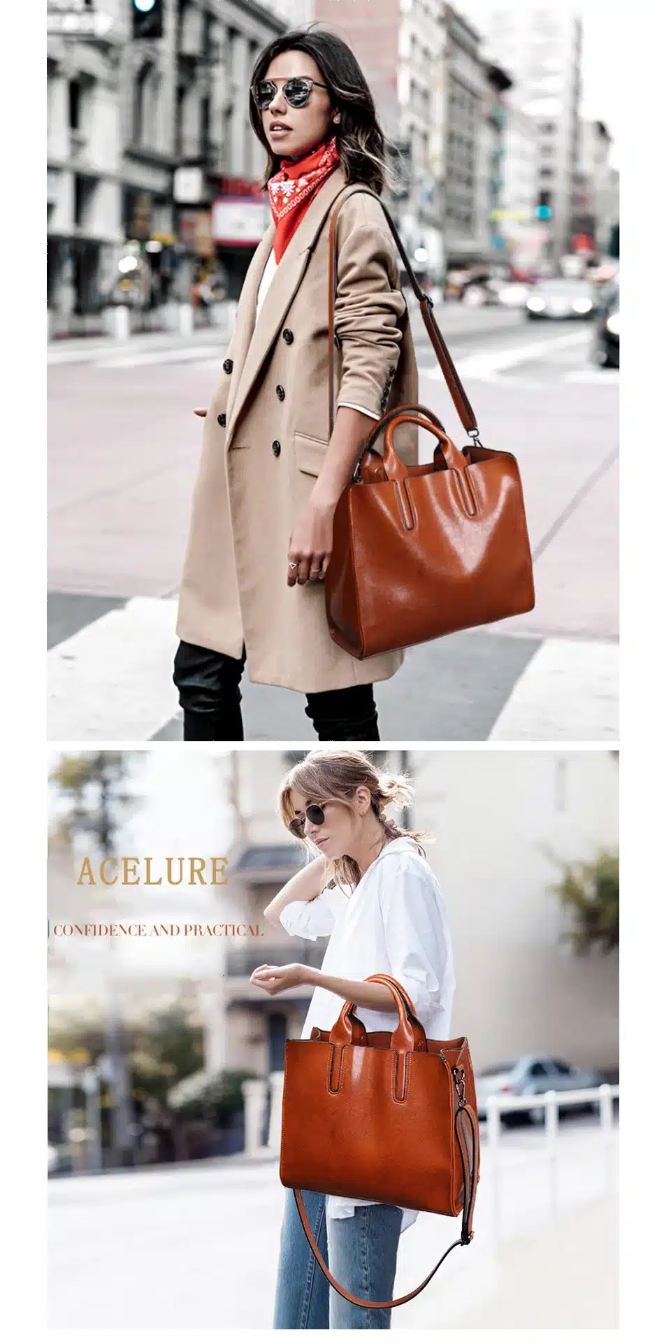 ACELURE Leather Handbags Big Women Bag High Quality Casual Female Bags Trunk Tote Spanish Brand Shoulder Bag Ladies Large Bolsos 18