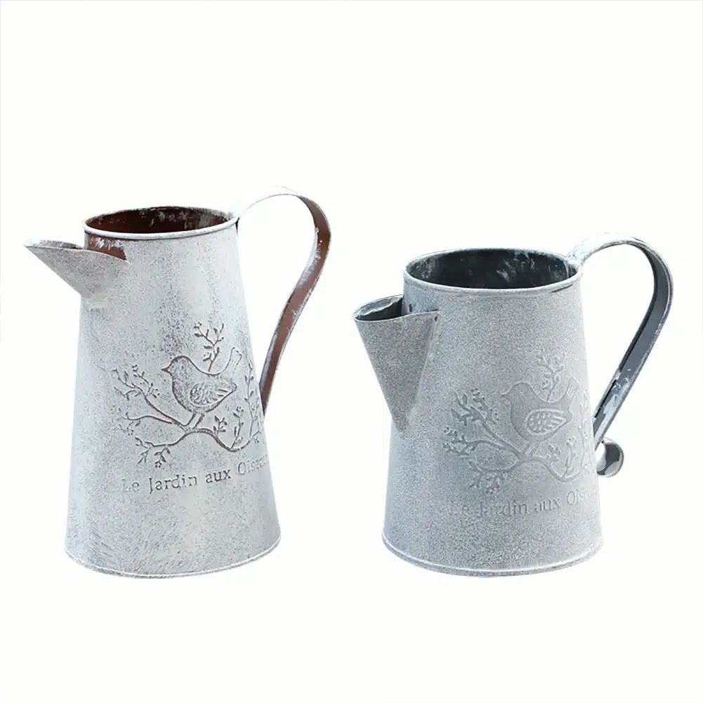 Watering Cans Flowers Bucket Barrel Metal Vases Vintage Zakka Style Home Garden Ornaments Retro Metal Craft Artificial Holder 3