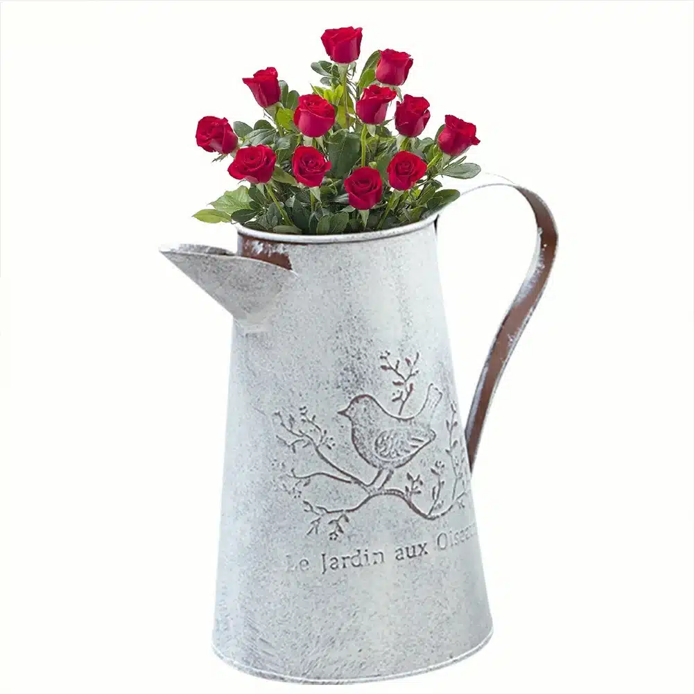 Watering Cans Flowers Bucket Barrel Metal Vases Vintage Zakka Style Home Garden Ornaments Retro Metal Craft Artificial Holder 6