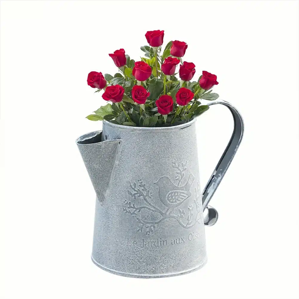 Watering Cans Flowers Bucket Barrel Metal Vases Vintage Zakka Style Home Garden Ornaments Retro Metal Craft Artificial Holder 11
