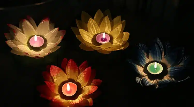 10pcs Multicolor silk lotus lantern light floating candles pool decorations Wishing light birthday wedding party decoration 17